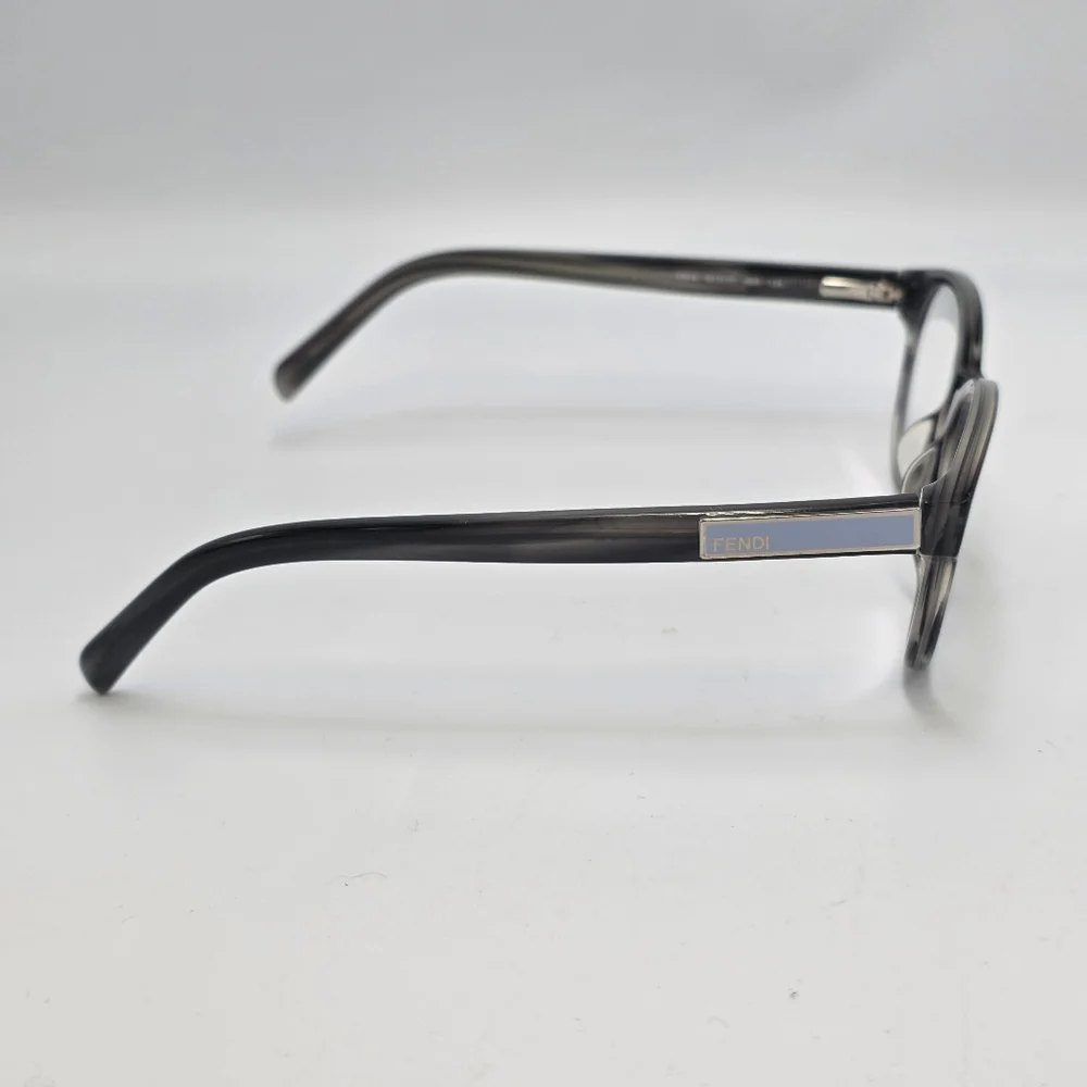 Fendi F979 Black Oval Eyeglass Frames Crystal Black Baby Blue 51mm Auth Italy